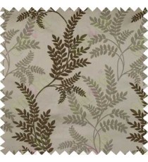 Brown Gold Natural Floral Design Polycotton Main Curtain Designs
